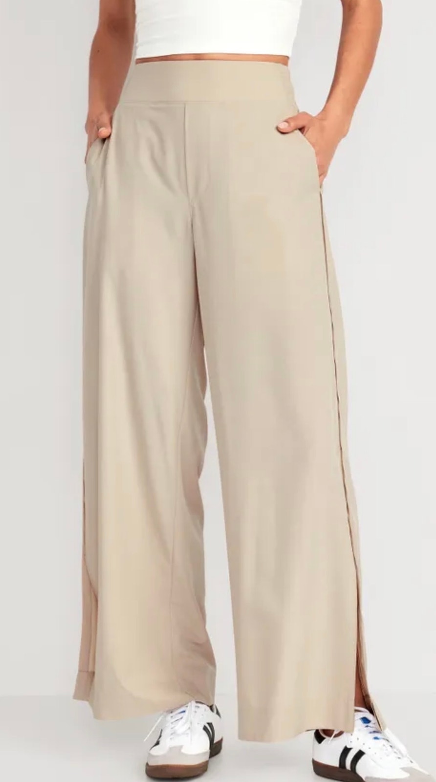 Old Navy Stretchtech High-Waist Wide-Leg Split Pants 3x Nwt Stone Quick-Dry